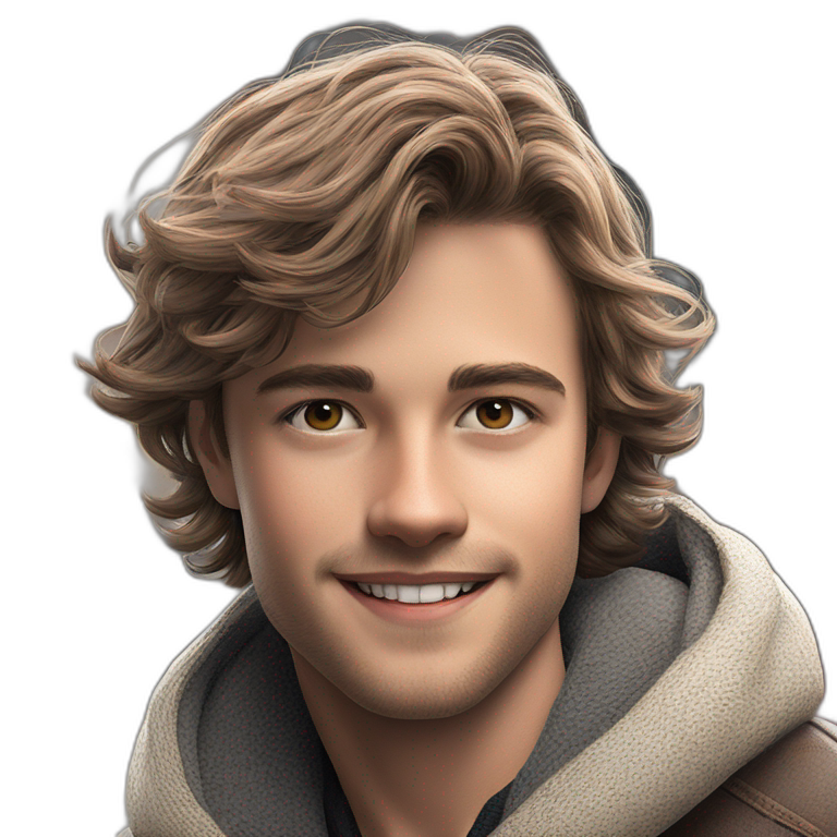 confident brown-haired boy smiling emoji