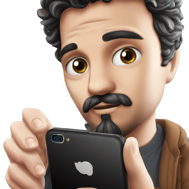 man with black phone selfie emoji