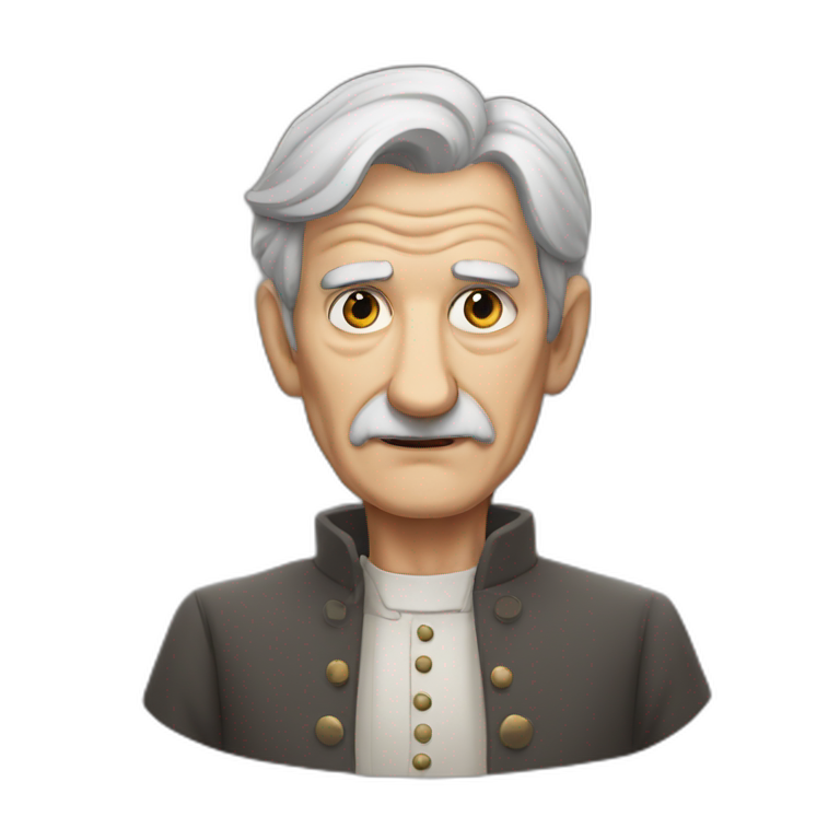 old man, evil eyes, gray hair, no mustache, England emoji