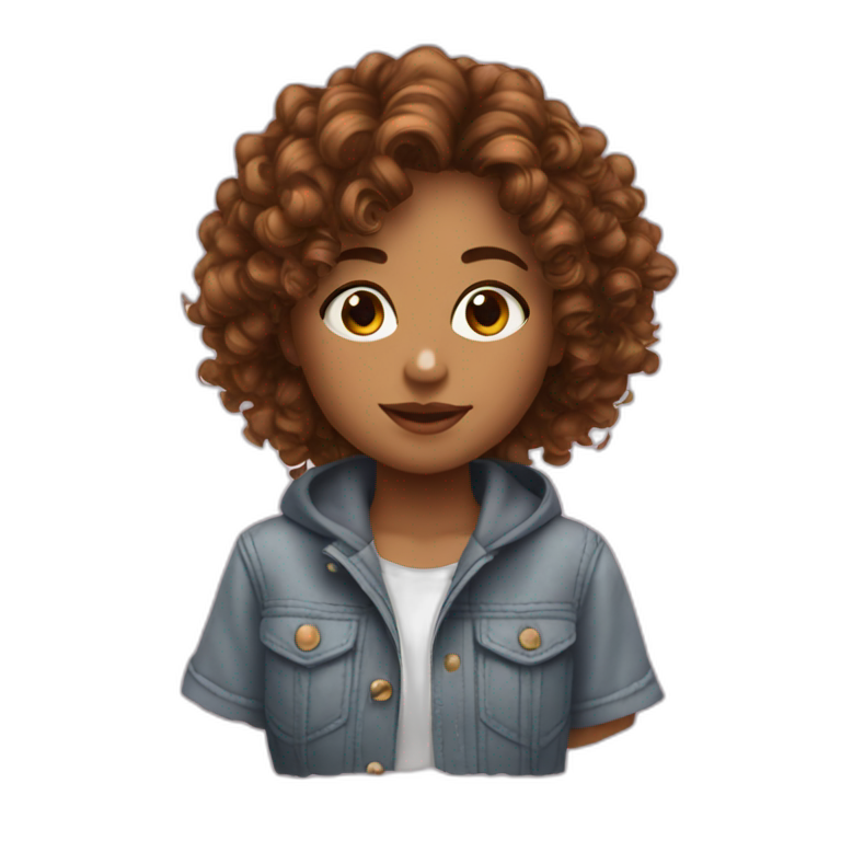 Y2k girl with brown curly hair emoji
