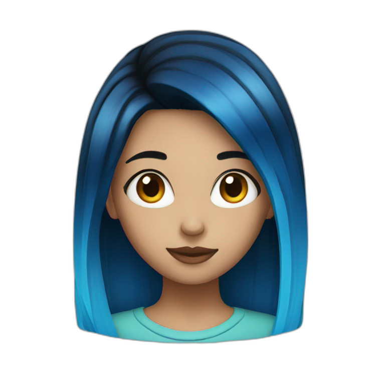 Girl with black amd blue hair emoji