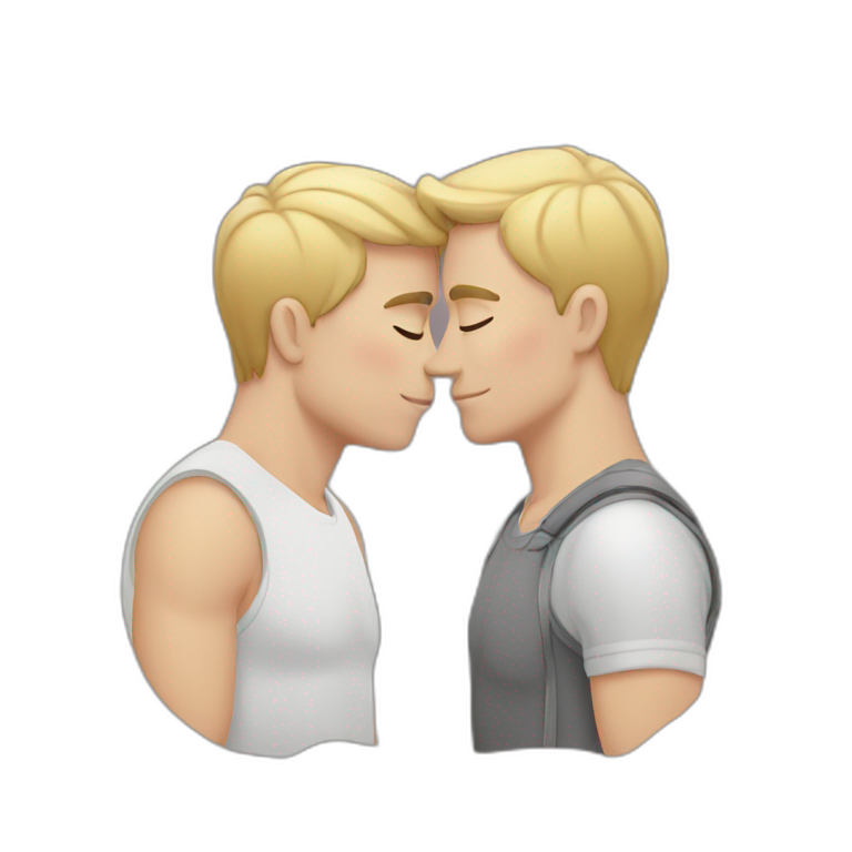 White Gay couple kissing emoji