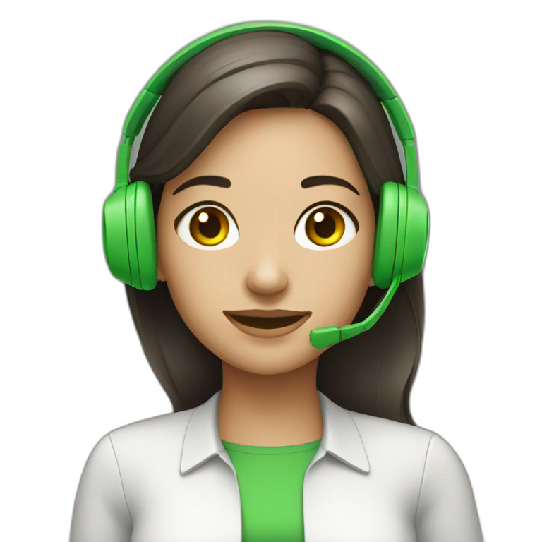 call manager girl with green headphones emoji