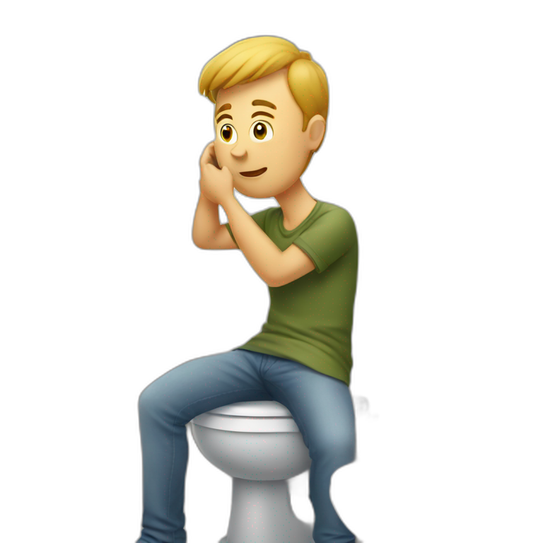 man in washroom using phone emoji