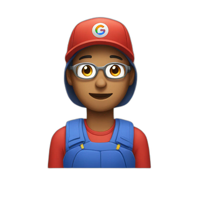 person with cap with google logo emoji