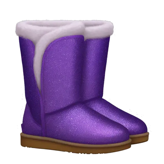 Realistic purple glitter and fur Ugg boots. emoji AI Emoji Generator