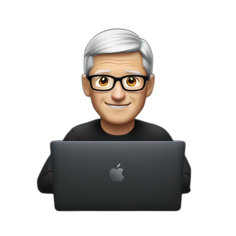 tim cook with black macbook pro on desk emoji
