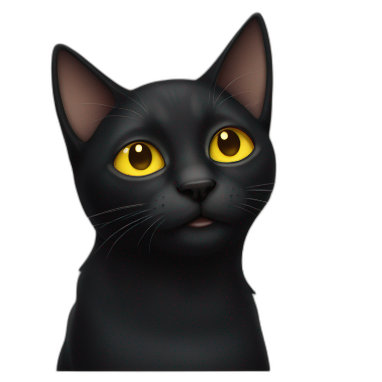 black cat with big yellow eyes emoji