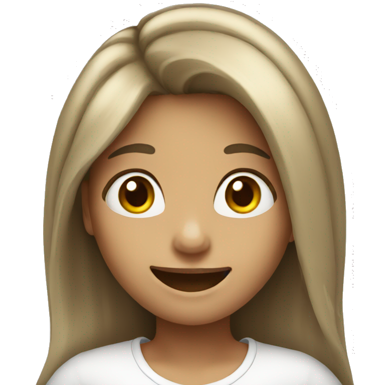 girl with long hairs and smilling  emoji