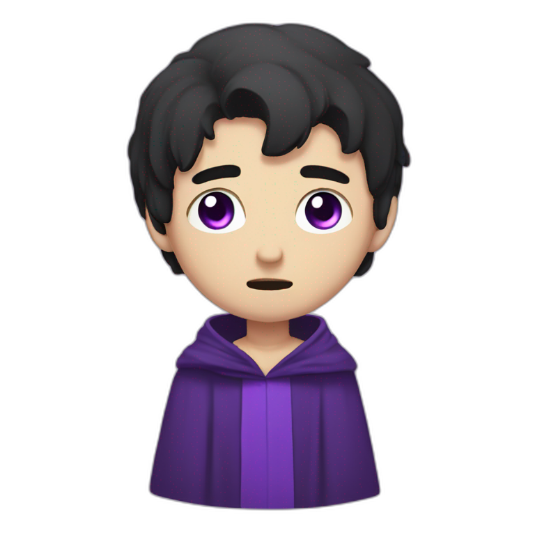 sad emo boy with purple eyes short dark hair wearing robes emoji