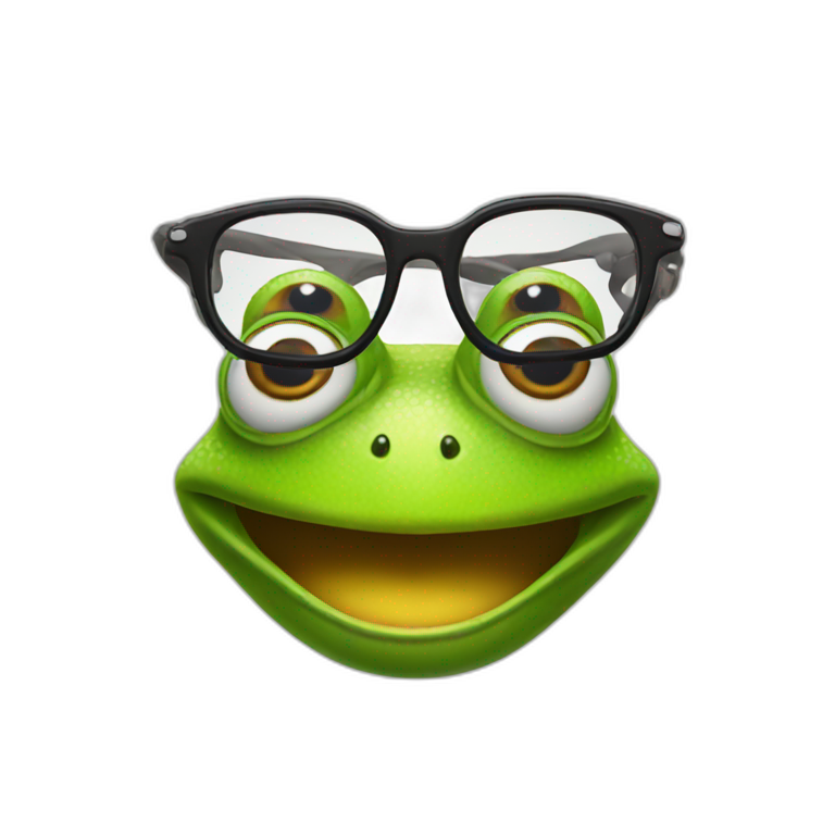surprised frog face with glasses emoji
