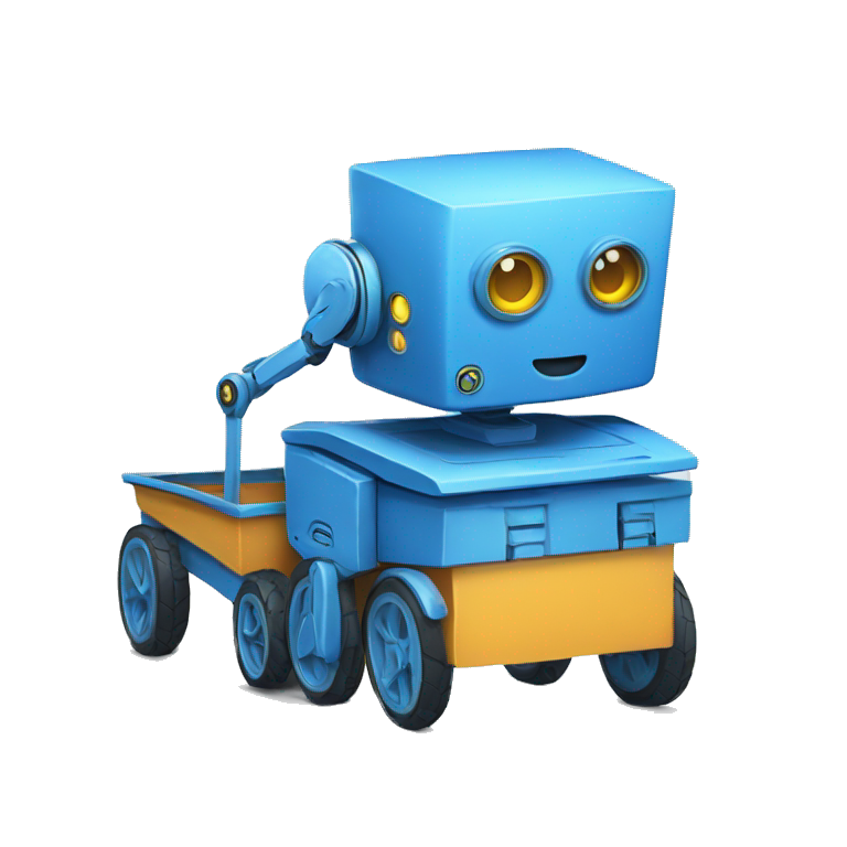 blue robot with a pancart emoji