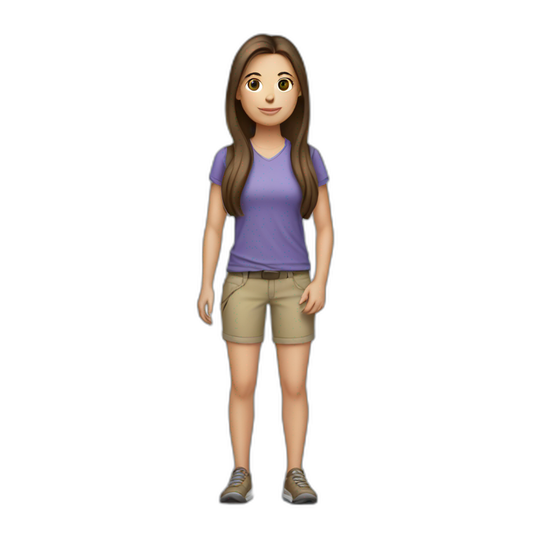 caucasian female camper with long brunette hair emoji