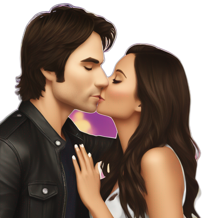 Ian Somerhalder kissing Nina Dobrev emoji