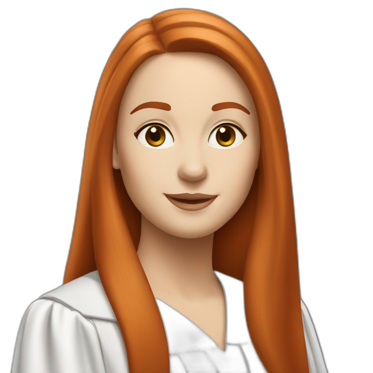 redhead white woman medium long straight hair, celebrating graduation emoji