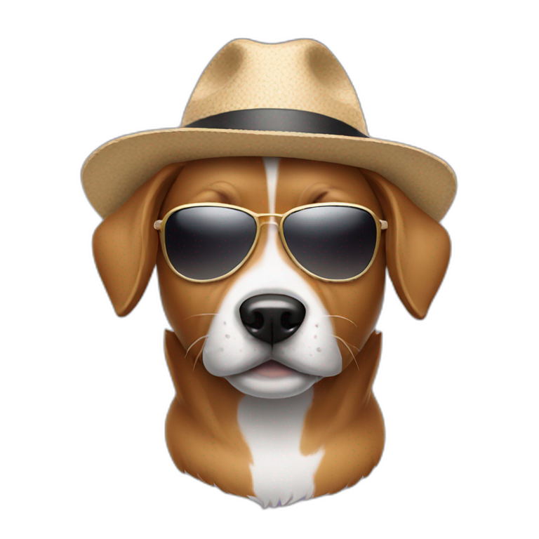 a dog wearing hat and sunglasses  emoji