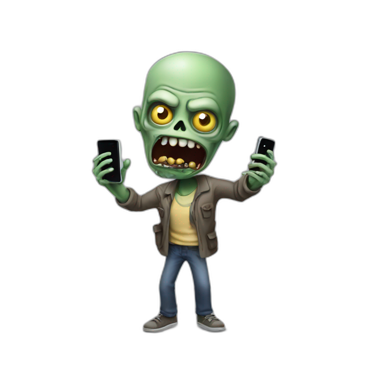 A zombie scrolling on the phone emoji
