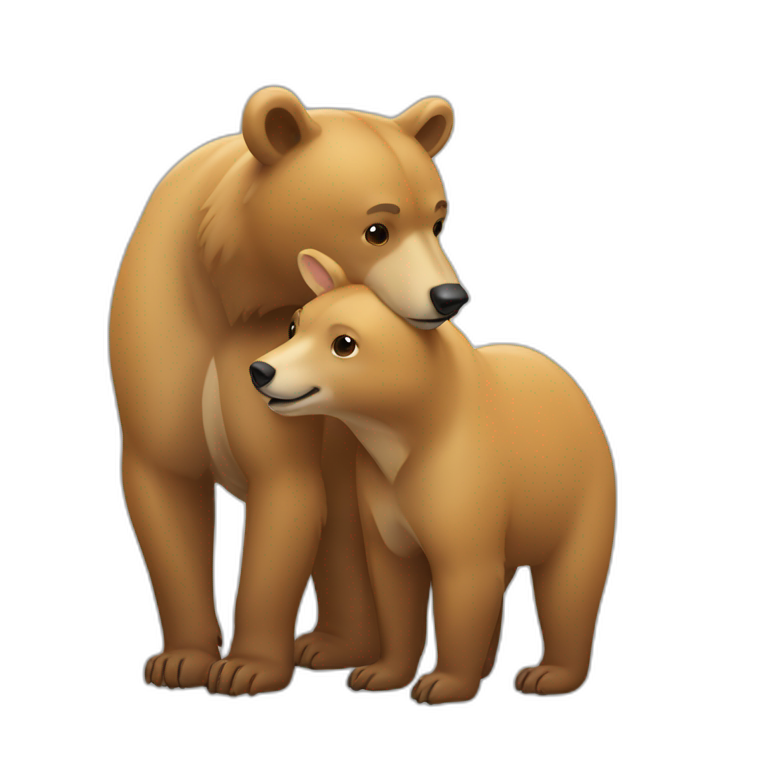bear kissing doe iphone emoji