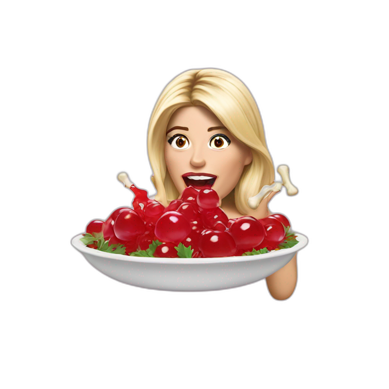 holly willoughby eating bones and red jelly emoji