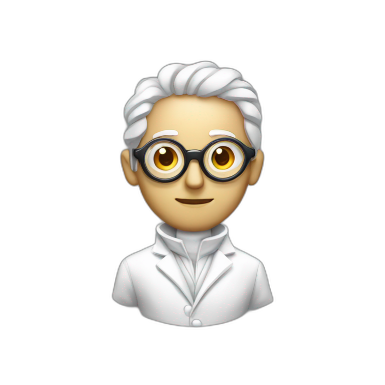 hypnotized man, hypnotic swirl glasses, wearing a white coat emoji