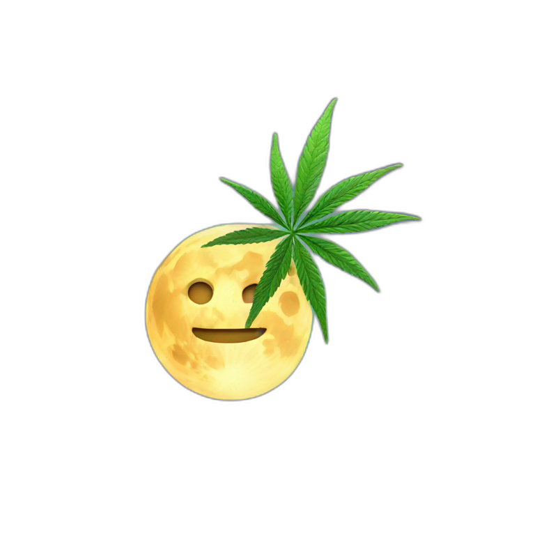 Moon holds cannabis emoji