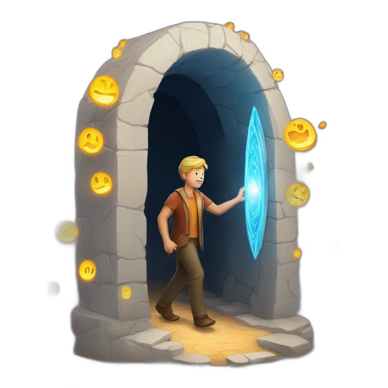 a man walking into a magical portal emoji