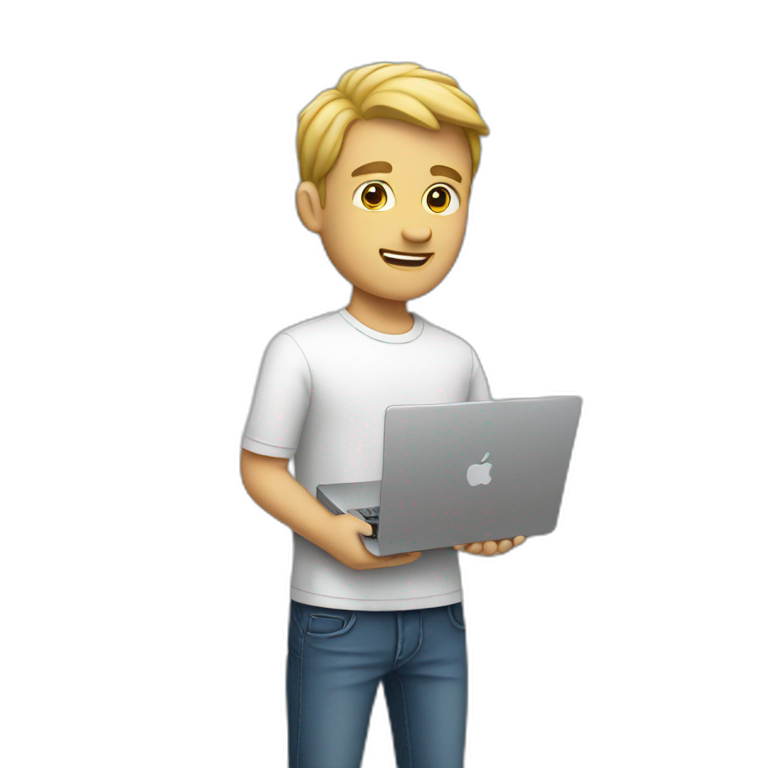 white man holding a macbook emoji
