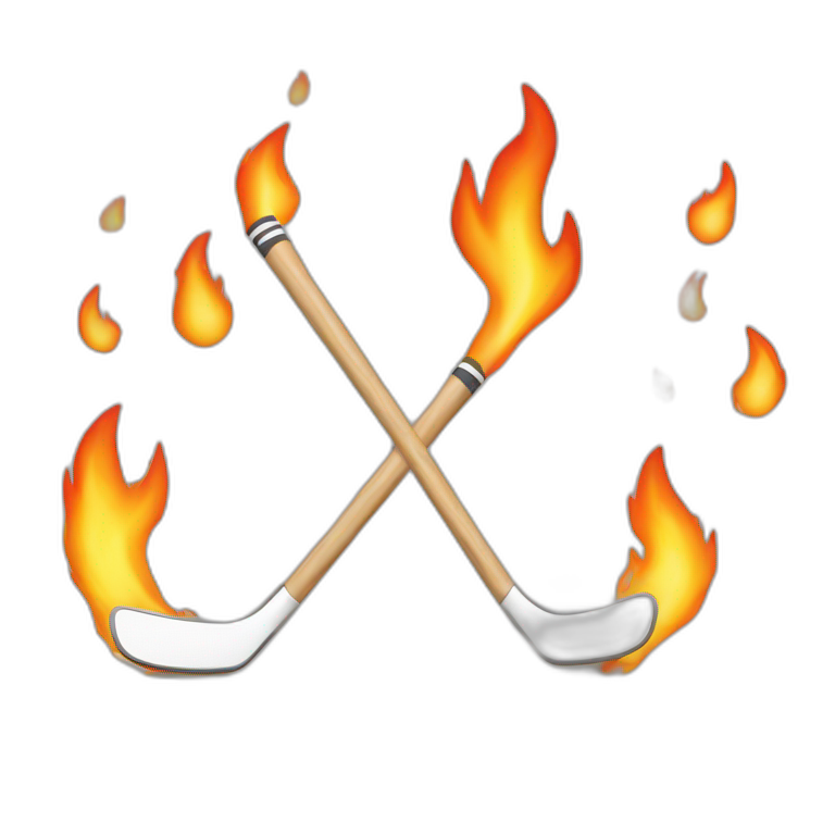 hockey stick with fire around emoji