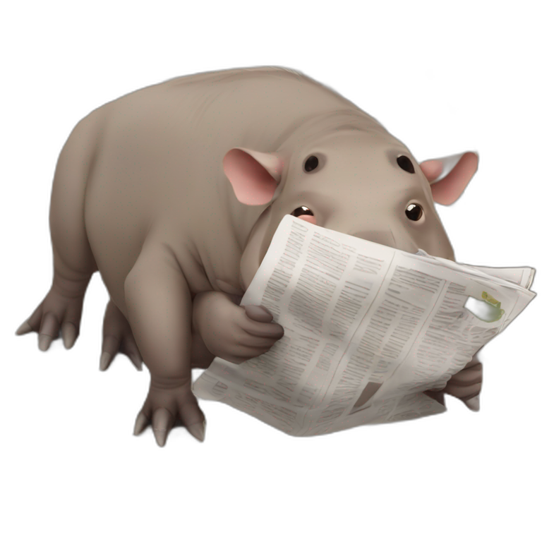 Babirusa reading newspaper emoji