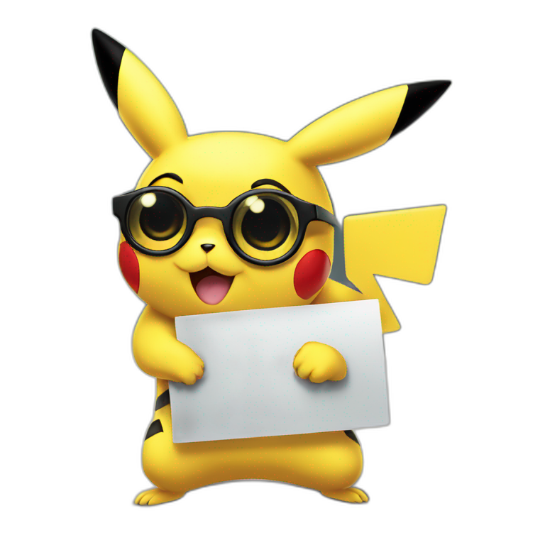 pikachu holding a sign written “KAT” emoji