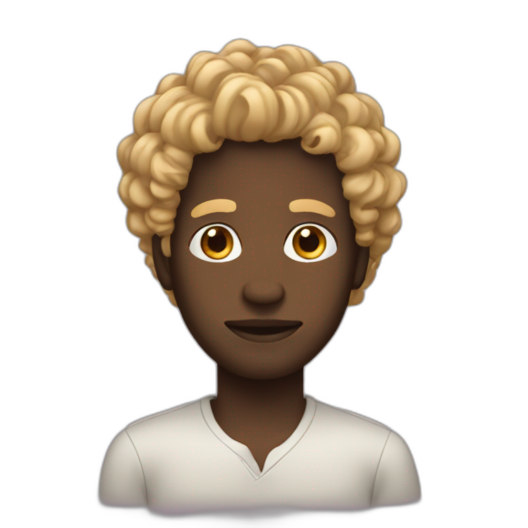 black man with curly blond hair emoji