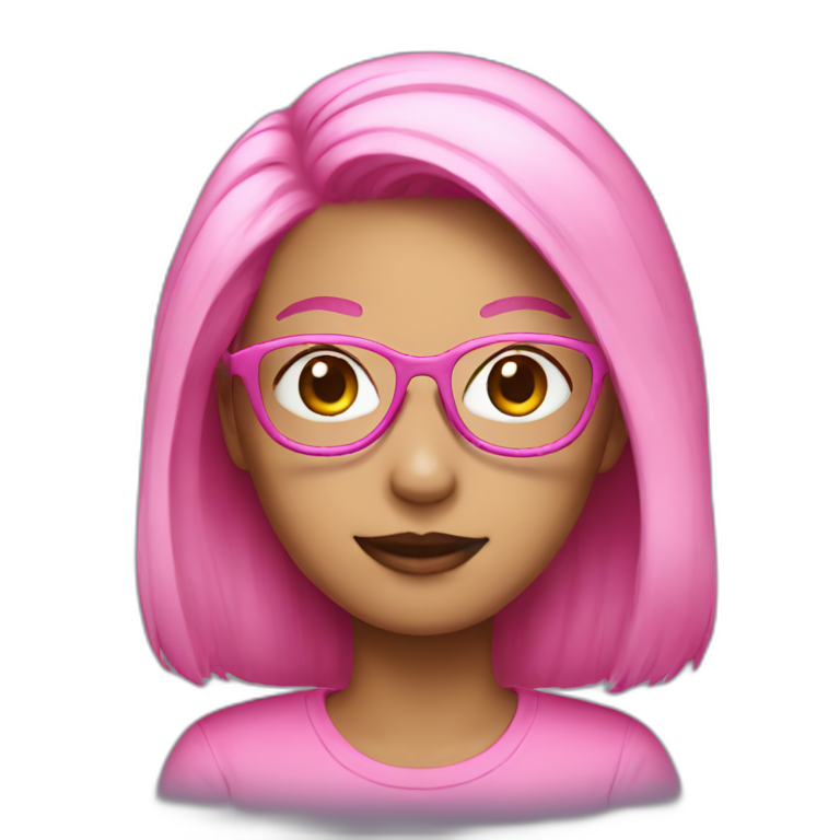 PINK mai with pink glasses and hair emoji