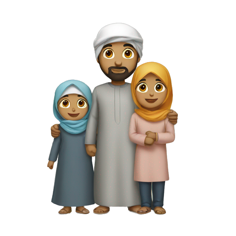 muslim family three kids emoji