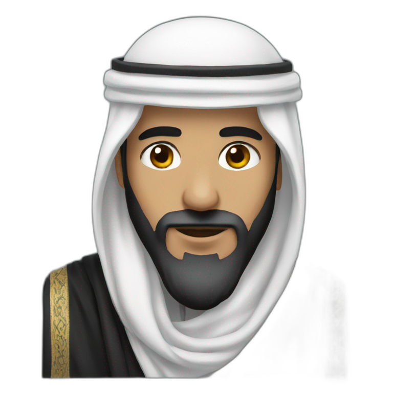 A Saudi sheikh wearing a black scarf emoji