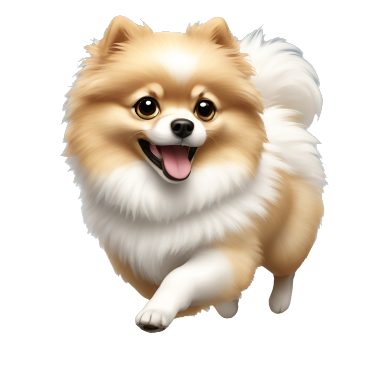 Running white Pomeranian  emoji