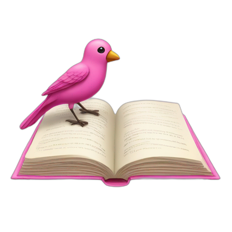 Book and pink bird emoji
