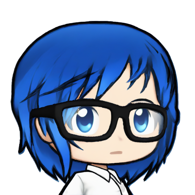 blue haired girl in glasses emoji