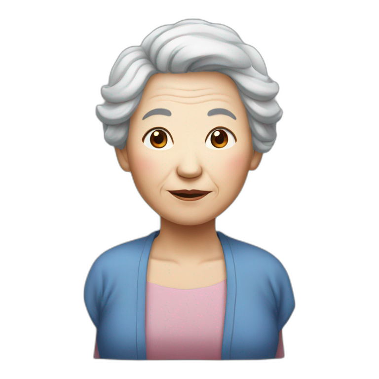old woman Chinese Red and blue hair emoji