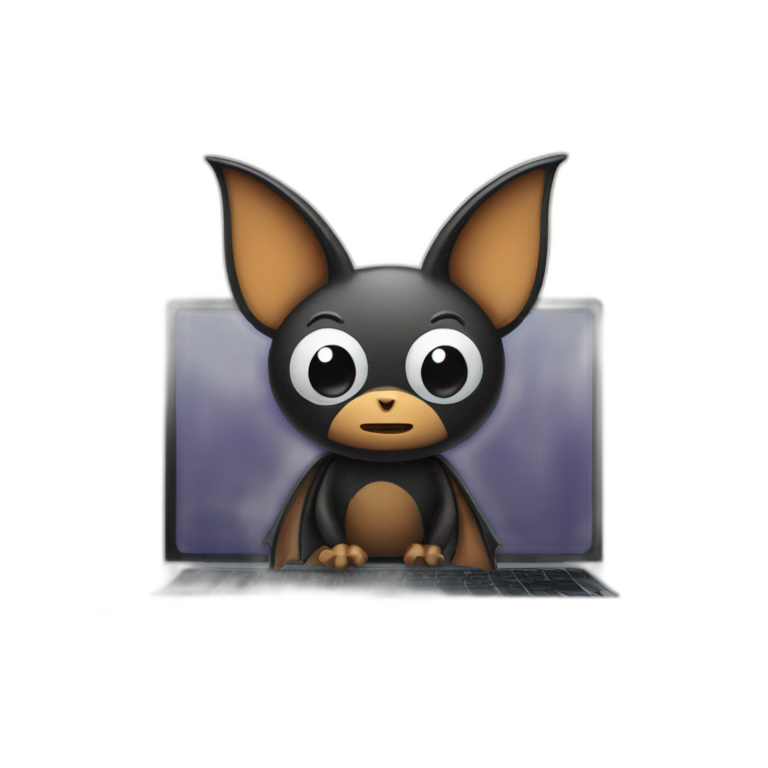 a bat behind a laptop emoji