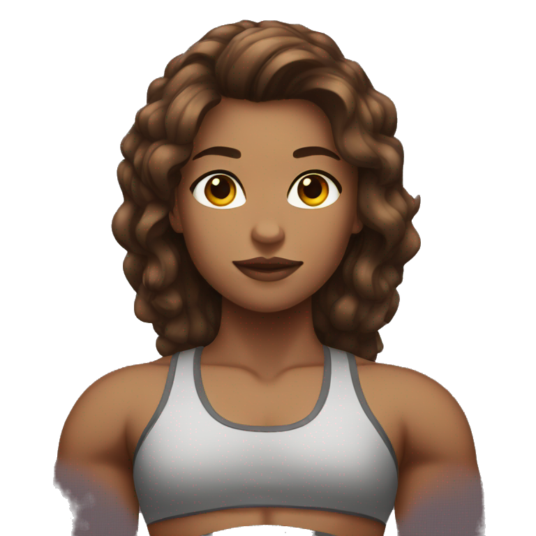 Strong muscle girl brown hair emoji