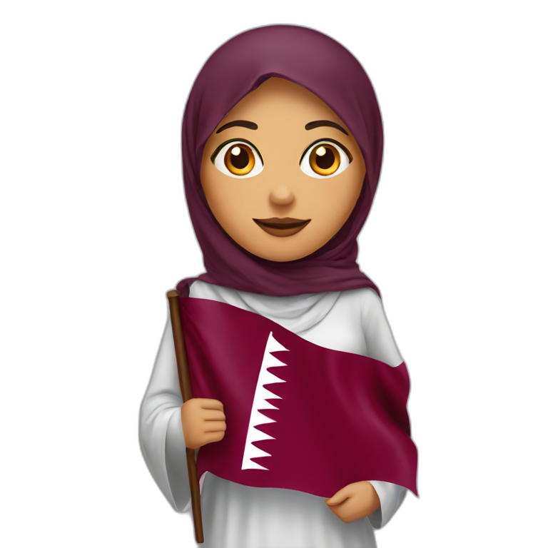 Arabic lady holding Qatar flag emoji