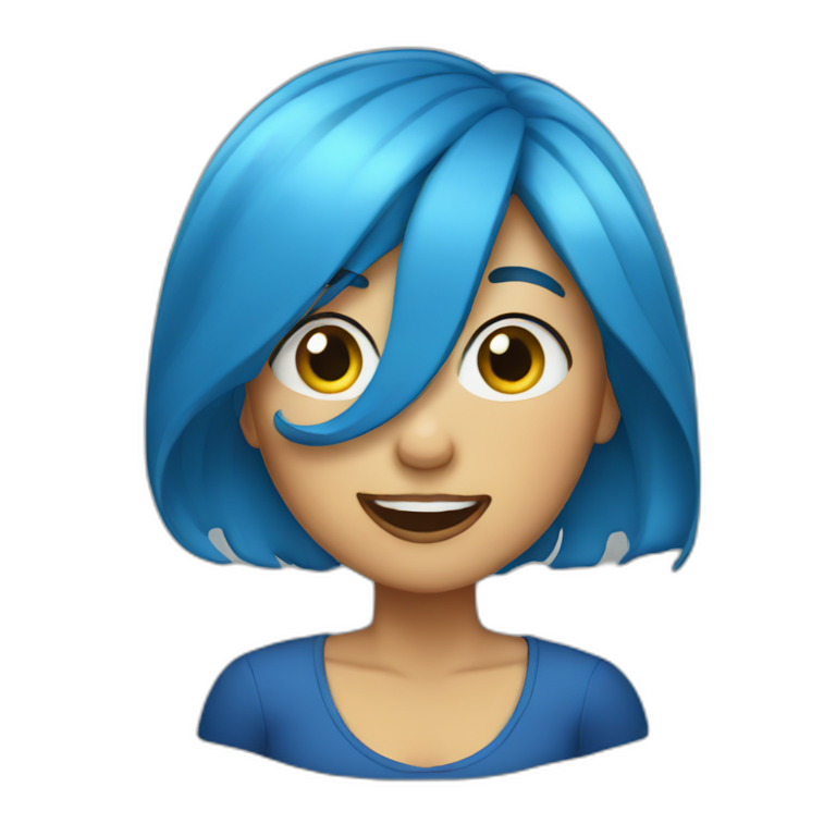 blue hair woman singing emoji