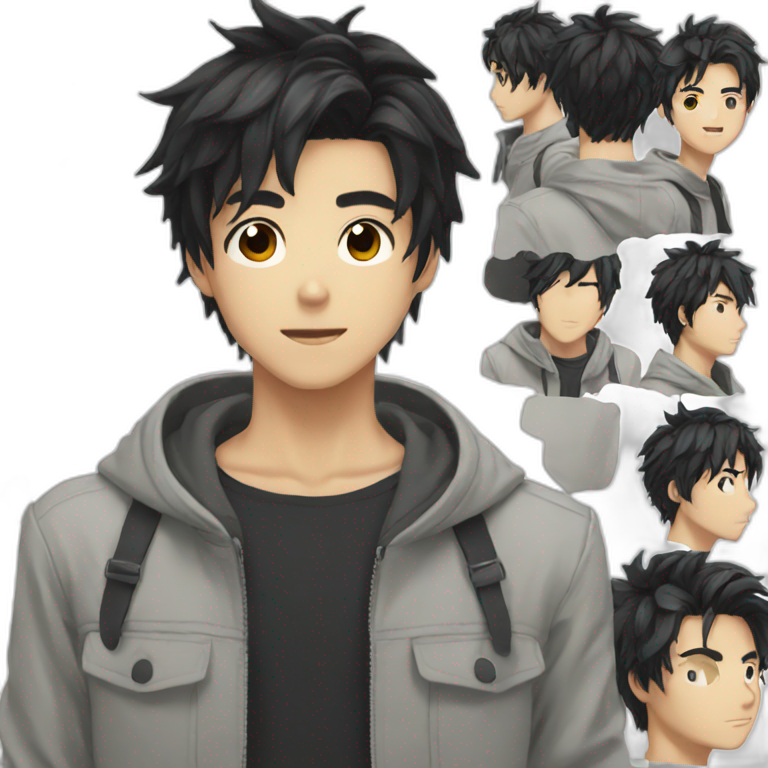 Anime boy black hair emoji