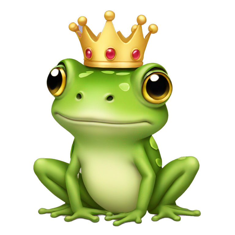 little cute prince frog with crown emoji