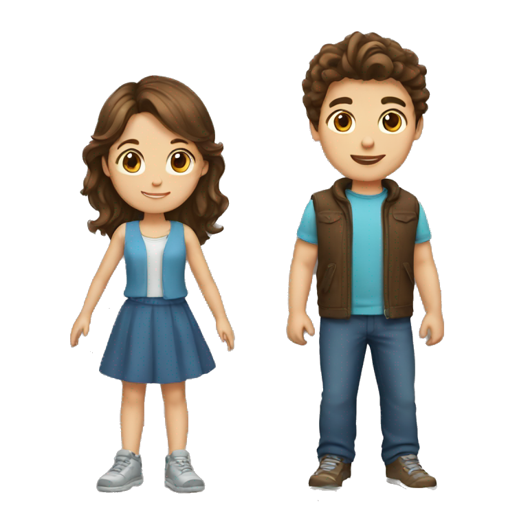 boy with brown hair with girl with brown hair emoji