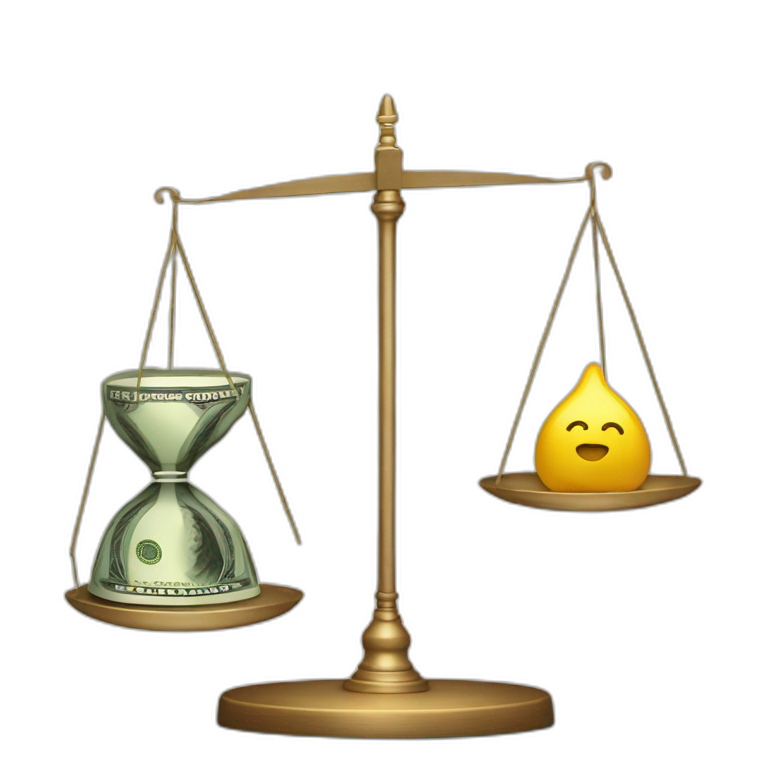money and hour glass on a balance emoji