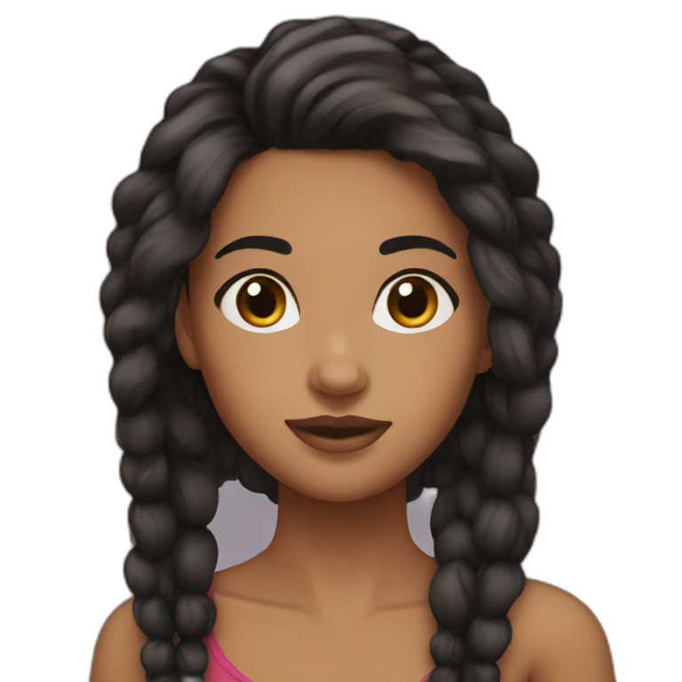  brown girl long black hair brown eyes  emoji