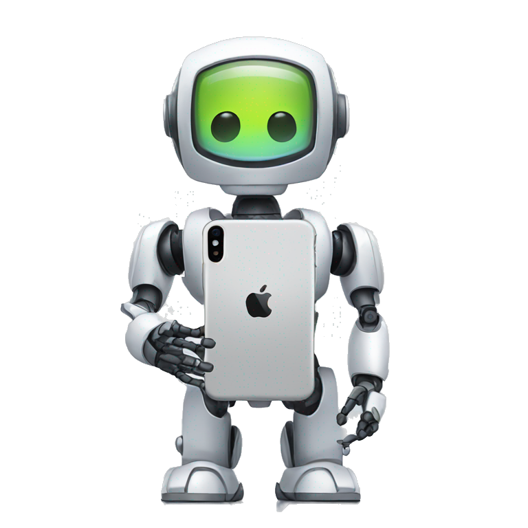 robot holding an iphone emoji