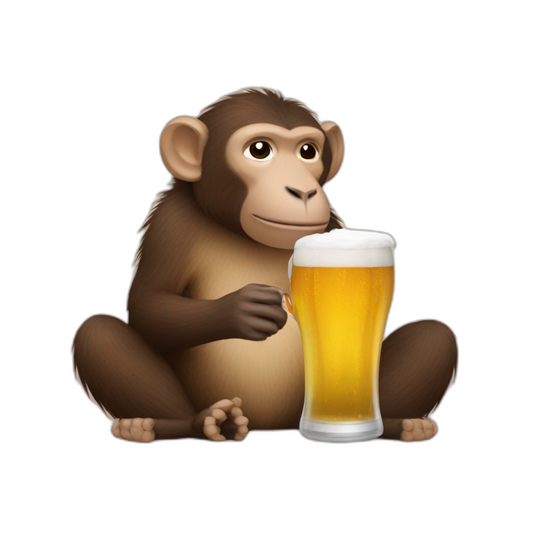 Monkey drinking beer on capybara emoji