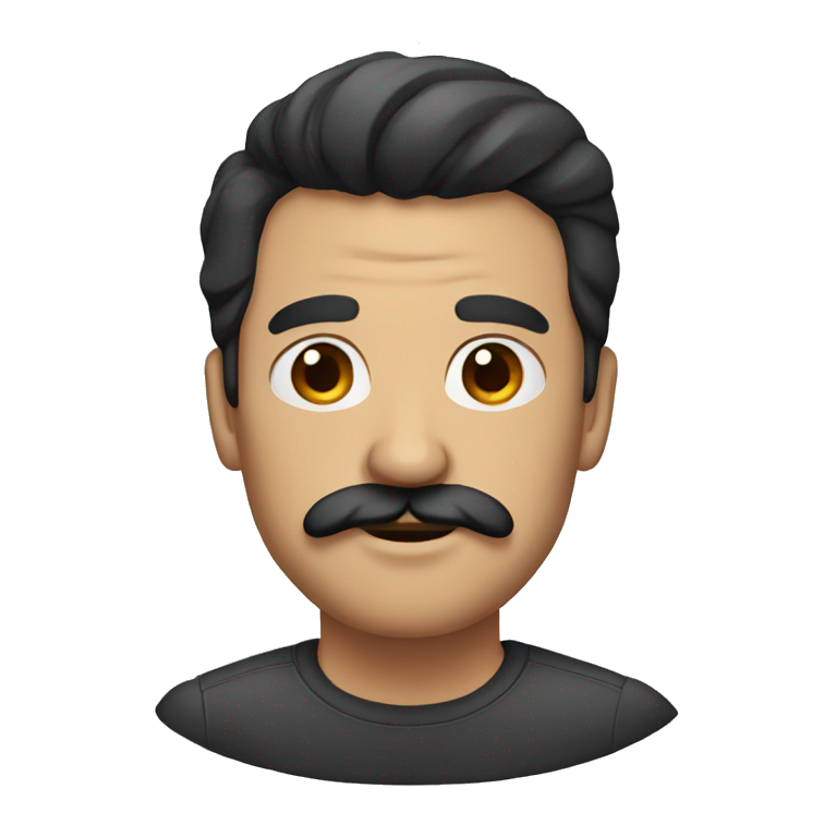 Man with short black hair and a big mustache emoji